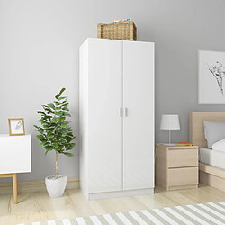 vidaXL Garde-robe Blanc brillant 80x52x180 cm Bois d’ingénierie