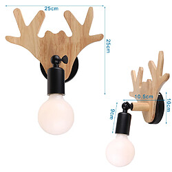 Stoex Créative applique murale en bois fer bois de cerf , Lampe de mur E27 luminaire retro pour maison café loft cuisine salon (ampoules non c