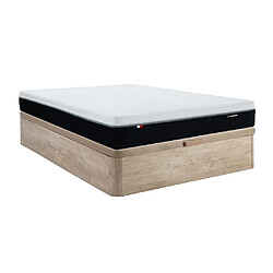 Vente-Unique Ensemble 160 x 200 cm sommier coffre naturel clair + matelas anti-feu ressorts ensachés 7 zones et mémoire de forme ép.29cm - SIVA de YSMÉE 