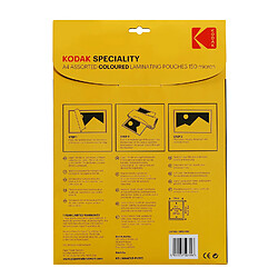 KODAK Colour Laminating Pouches KD-LMA4CLR-PK12C - Pochettes de plastification en couleur, 3 couleurs : Rouge, Jaune et Bleu, 150 microns, Lot de 12 - Multicolor