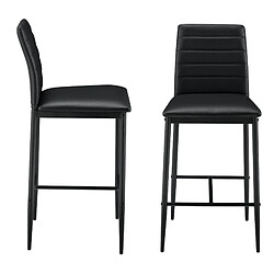 Helloshop26 Lot de 2 tabourets de bar chaises avec pieds en acier assise synthétique et hauteur d'assise 66 cm noir 03_0005787 