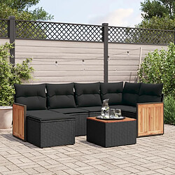 Maison Chic Ensemble Tables et chaises d'extérieur 7pcs avec coussins,Salon de jardin noir résine tressée -GKD960341