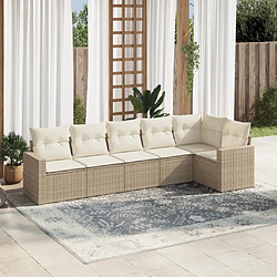 vidaXL Salon de jardin avec coussins 6 pcs beige résine tressée