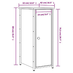 vidaXL Table de chevet chêne sonoma 32x42x80 cm bois d'ingénierie pas cher