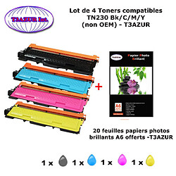 PACK 4 Toners Brother TN230 BK,C,Y,M pour imprimante Brother DCP 9010CN,HL 3040CN 3070CW ,MFC 9120CN 9320CW+ 20f PPA6-T3AZUR 