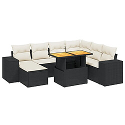 Maison Chic Ensemble Tables et chaises d'extérieur 8 pcs avec coussins,Salon de jardin noir résine tressée -GKD169737