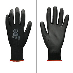 ECD Germany 36 Paires de Gants de Travail en PU - Taille 7 - Couleur Noir - Gants de Mécanicien / Constructeurs /de Protection - Pour le Travail de Jardin - Multifonction