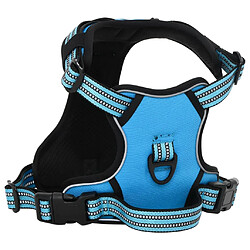 vidaXL Harnais pour chien avec bandes réfléchissantes réglables bleu M