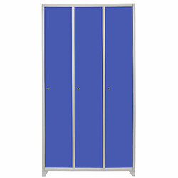 Monstershop Casiers Rangement Acier - Trois Portes, Bleu