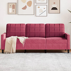 vidaXL Canapé à 3 places Rouge bordeaux 180 cm Velours