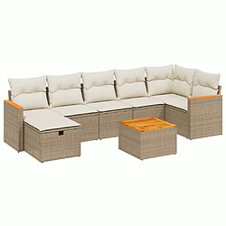 vidaXL Salon de jardin avec coussins 8 pcs beige résine tressée