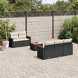 vidaXL Salon de jardin 6 pcs avec coussins noir résine tressée