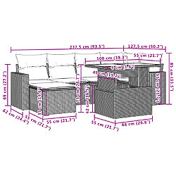 Acheter vidaXL Salon de jardin avec coussins 7 pcs gris clair résine tressée