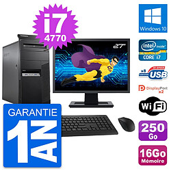 PC Tour Lenovo M83 Ecran 27" Intel i7-4770 RAM 16Go Disque 250Go Windows 10 Wifi - Occasion