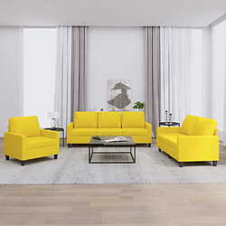 vidaXL Ensemble de canapés 3 pcs avec coussins Jaune clair Tissu