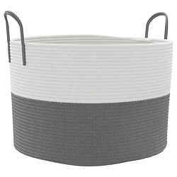 vidaXL Panier de rangement gris et blanc Ø51x33 cm coton