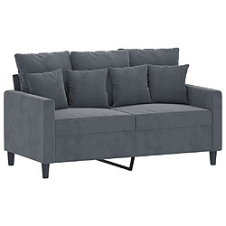 vidaXL Canapé à 2 places Gris foncé 120 cm Velours