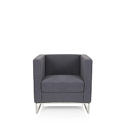 Hjh Office Fauteuil de lounge BARBADOS Structure en acier inoxydable tissu 1 place gris foncé