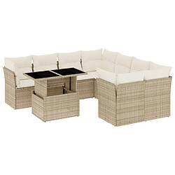 vidaXL Salon de jardin avec coussins 9 pcs beige résine tressée