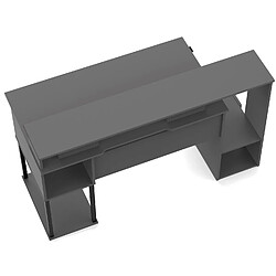 Pegane Bureau gamer, table de jeu avec compartiments en aggloméré avec finition grise - Longueur 150 x Profondeur 67 x Hauteur 77 cm