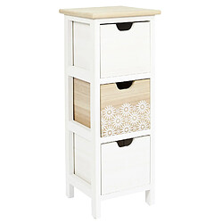 Toilinux Chiffonnier Chic à 3 Tiroirs - Bois et blanc