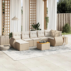 Maison Chic Salon de jardin avec coussins 8 pcs | Ensemble de Table et chaises | Mobilier d'Extérieur beige résine tressée -GKD79428