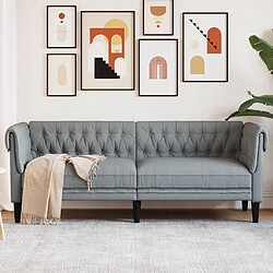 vidaXL Canapé Chesterfield 3 places gris clair tissu 