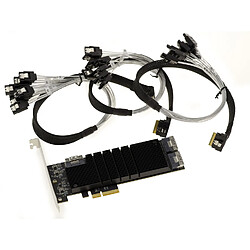 Kalea-Informatique Carte contrôleur PCIe 3.1 4x avec 24 ports SATA 6G. Chipset JMB575 (x6)