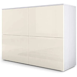 Mpc Meuble Blanc Mat Et Façades Crème Laquées H 72 X L 92 X P 35 