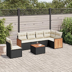 Maison Chic Ensemble Tables et chaises d'extérieur 7pcs avec coussins,Salon de jardin noir résine tressée -GKD297883