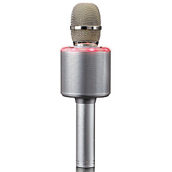 Lenco Microphone karaoké avec Bluetooth®, haut-parleur et éclairage BMC-085SI Argent 