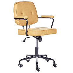 Acheter Beliani Chaise de bureau en cuir PU jaune PAWNEE