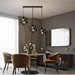 Stoex Lampe Suspensions Plafonnier Cube Luminaire 3 Lampes, Lustre Abat-jour avec Douille Applique d'Eclairage E27 Noir