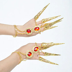 Ongles Artificiels Faits Main en Or avec Bracelet pour Belly Dance