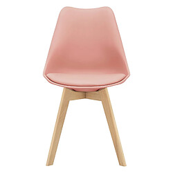 Helloshop26 Lot de 2 chaises de salle à manger siège scandinave cuisine plastique similicuir hêtre 81 cm rose 03_0002773