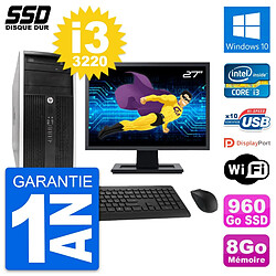 PC Tour HP 6300 CMT Ecran 27" Intel i3-3220 RAM 8Go SSD 960Go Windows 10 Wifi · Occasion 