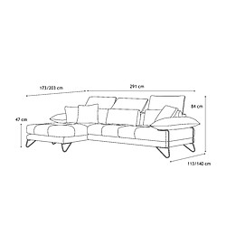 Acheter Courtois Laville Canapé d'angle gauche Norden 4 places tissu marron clair avec coussins déco