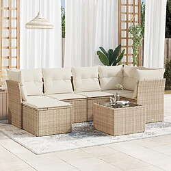 Maison Chic Salon de jardin avec coussins 7 pcs | Ensemble de Table et chaises | Mobilier d'Extérieur beige résine tressée -GKD13243