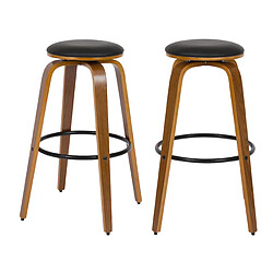 Rendez Vous Deco Tabouret de bar noir Arthus 78 cm (lot de 2) 