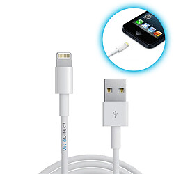 Visiodirect Cable USB de charge blanc pour iPhone 5 