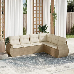 vidaXL Salon de jardin avec coussins 6 pcs beige résine tressée 