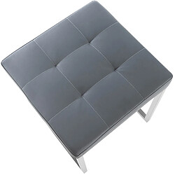 Avis Decoshop26 Lot de 2 tabourets bas repose-pieds poufs forme carrée en PVC gris et acier inoxydable 10_0004467