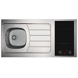 Mezieres Kitchenette 120cm domino induction manette meuble 2 portes frigo