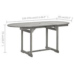 vidaXL Table à dîner de jardin (120-170)x80x75 cm Bois d'acacia massif pas cher