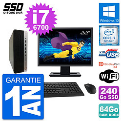 PC HP ProDesk 600 G3 SFF Ecran 22" i7-6700 RAM 64Go SSD 240Go Windows 10 Wifi · Occasion 