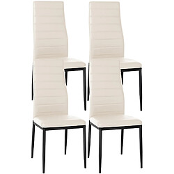 Decoshop26 Lot de 4 chaises de salle à manger design simple en synthétique crème avec couture cadre en métal noir CDS10406