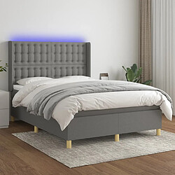 vidaXL Sommier à lattes de lit matelas LED Gris foncé 140x190 cm Tissu 