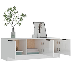 Acheter Maison Chic Meuble TV scandinave - Banc TV pour salon Blanc brillant 102x35x36,5 cm Bois d'ingénierie -MN82732