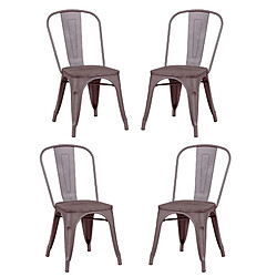 Nest Dream Pack de 4 chaises en métal avec assises en bois - Bistro 