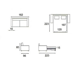 Acheter Inside 75 Canapé convertible MARSEILLE matelas 15cm système express sommier lattes 120cm RENATONISI tissu microfibre écru